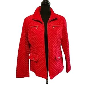 White Stag Classic Quilted Zip Up Jacket Red 100% Polyester Size M 8-10